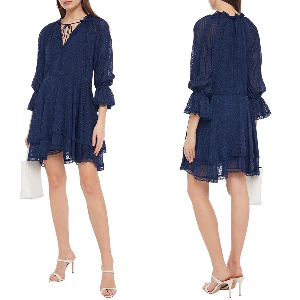 Alice + Olivia by Stacey Bendet Joanne Double Handkerchief Hem Dress Size 8 NWT